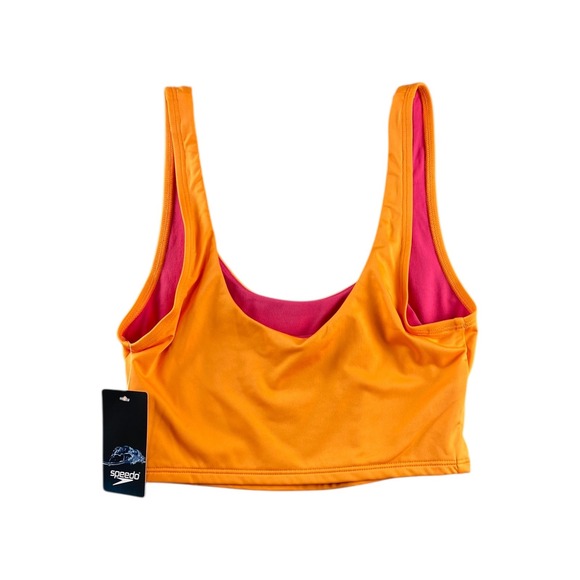 NWT Speedo Nectarine Orange Scoop Neck Crop Swim Top Tankini Bikini Small - Picture 4 of 4